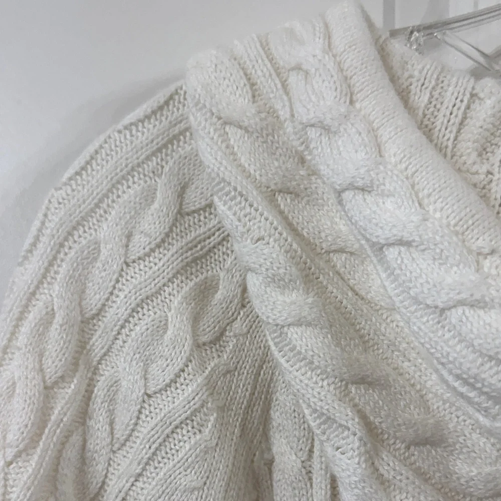 J. Crew Cable Knit Hooded Sweater - Cream